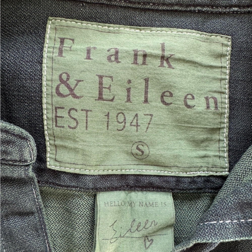 Frank Eileen “Eileen” Relaxed Button-Up Shirt S famous denim Indigo Green RARE - Picture 7 of 10